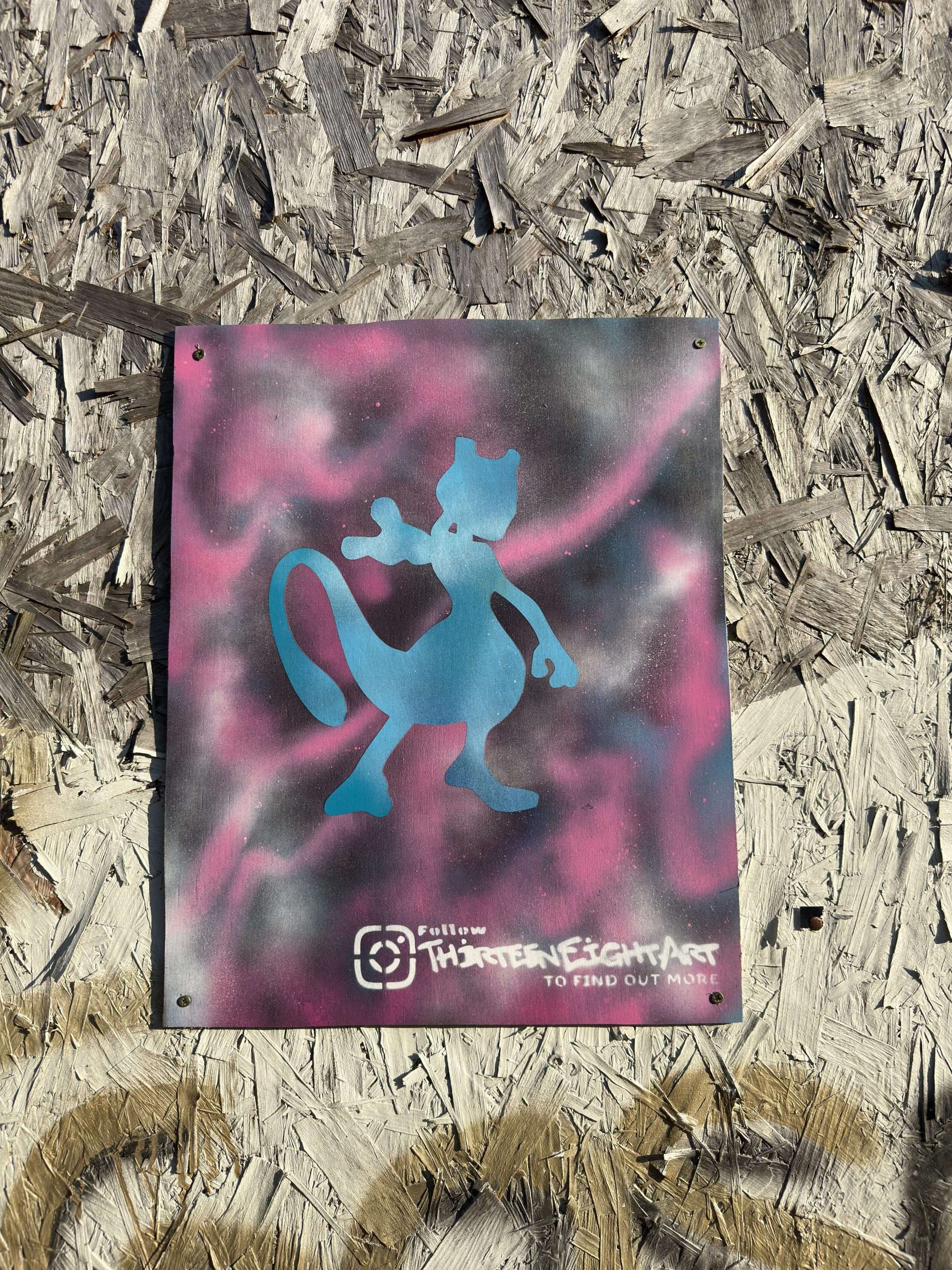 MewTwo Pokémon character stencil street art Gosport